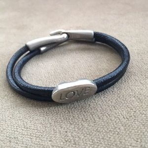 Double leather bracelet with love